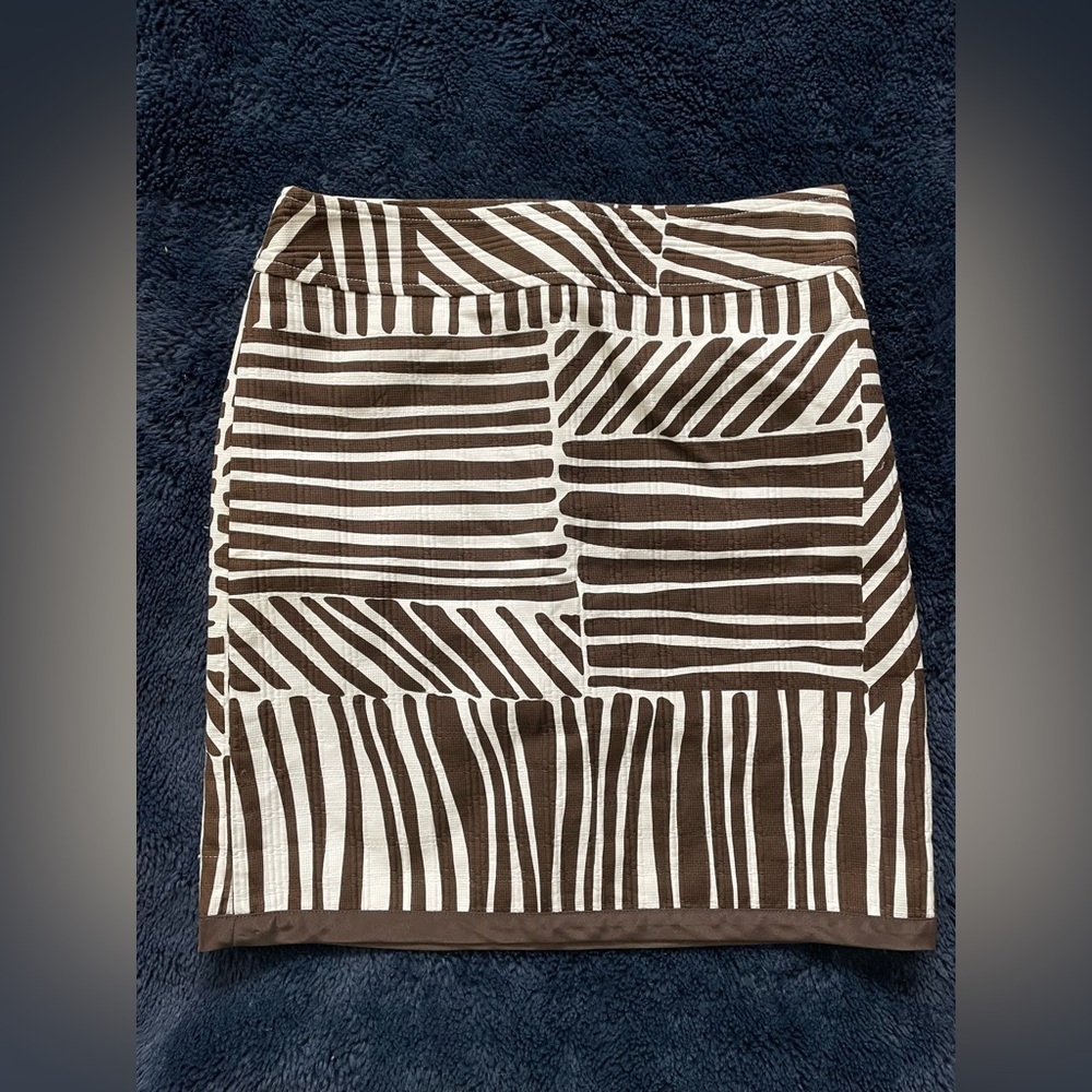 Ann Taylor Dark Brown and White Patterned Women's Skirt